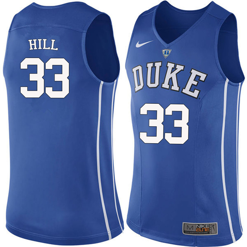 Men #33 Grant Hill Duke Blue Devils College Basketball Jerseys-Blue